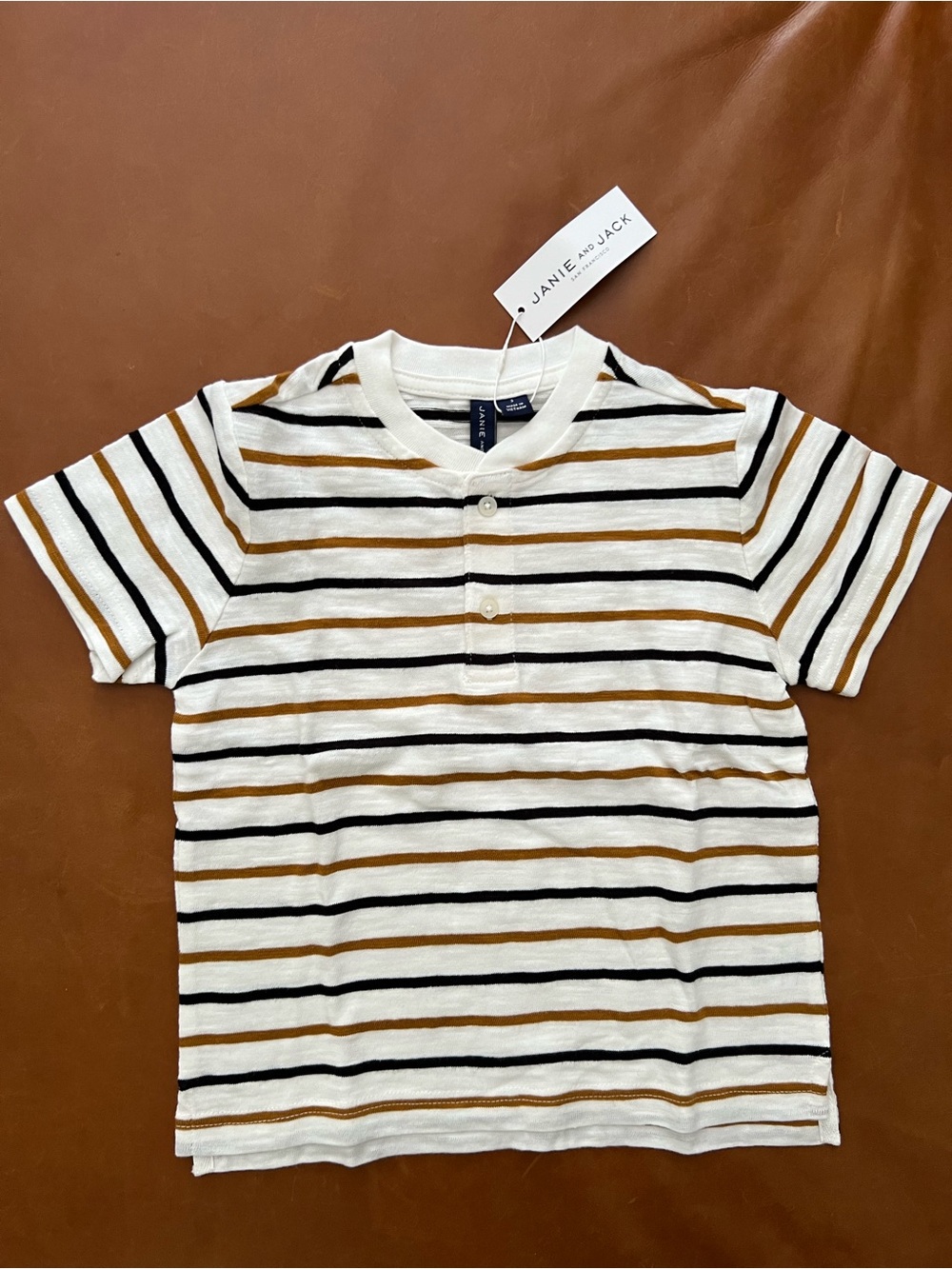 JANIE & JACK Striped Henley Tee, Size 3 - NEW